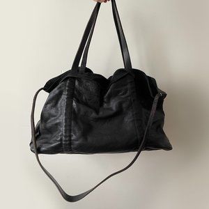 Initial - Black Leather Bag